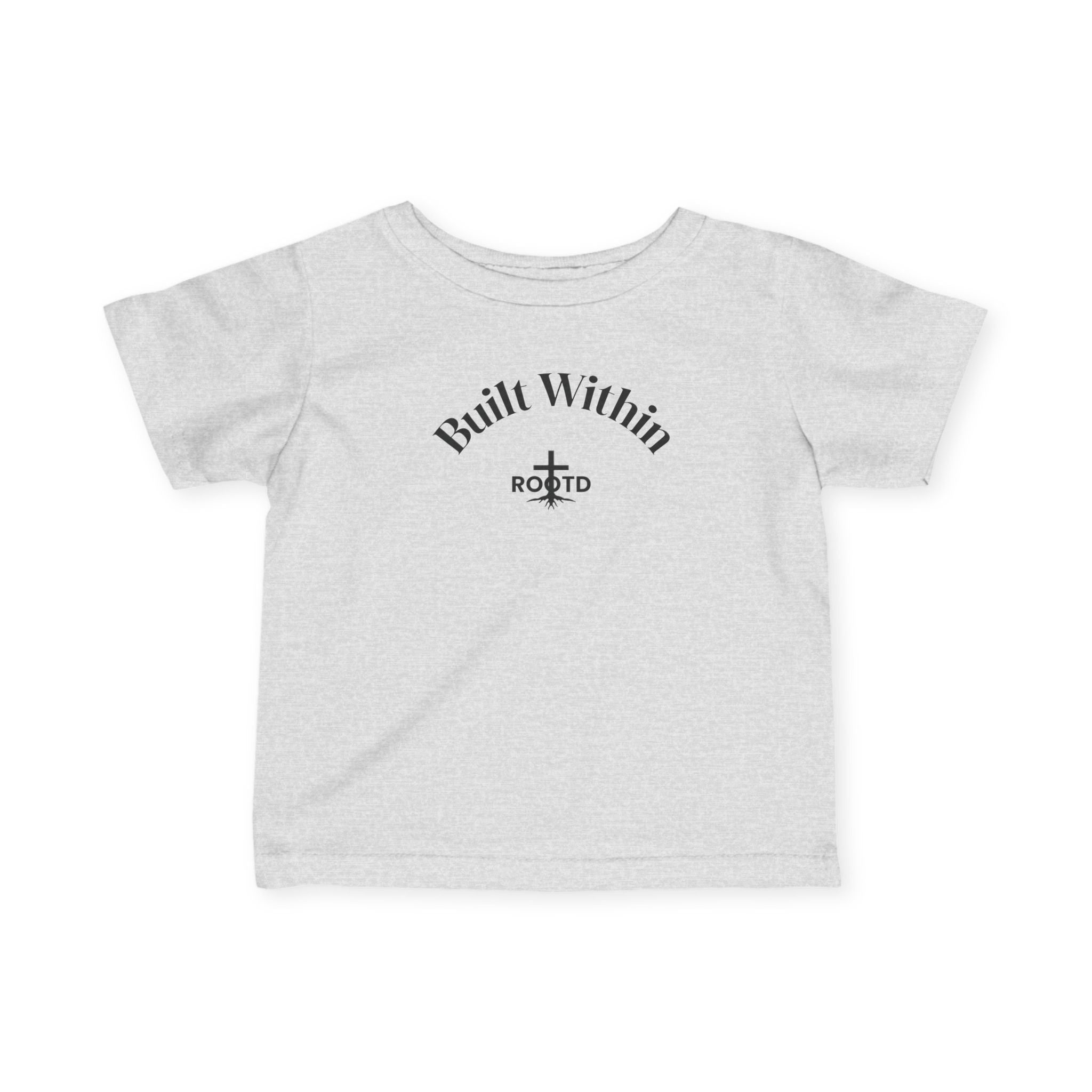 Infant Tee "Built Within" | Christian Baby Shirt with 'Rooted' Cross & Philippians 4:13 Back